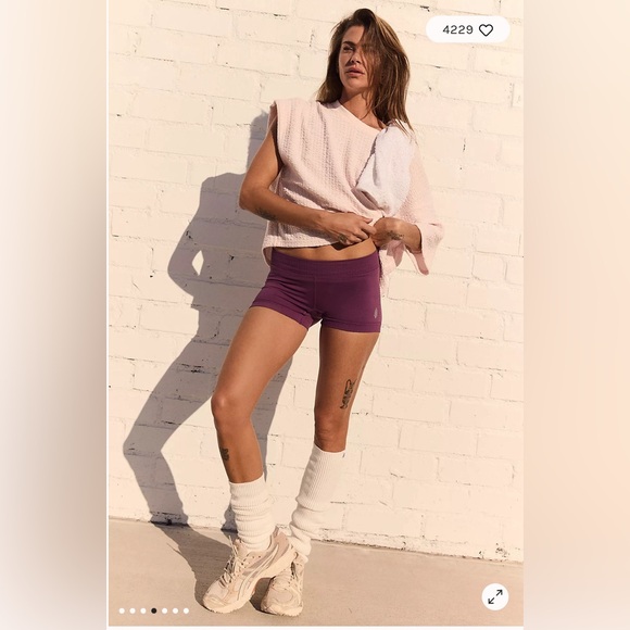 Free People Good Karma Micro Shorts in Black Tea M/L - Picture 5 of 10